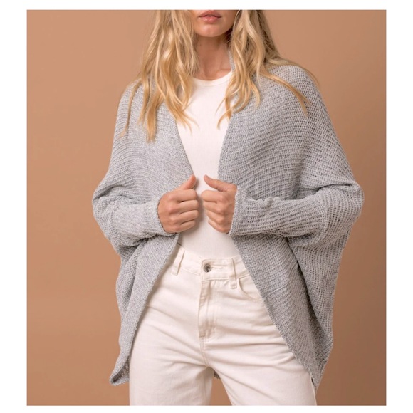 ShopEvelynne Sweaters - GATHER ME CLOSE OVERSIZED GREY KNIT CARDIGAN